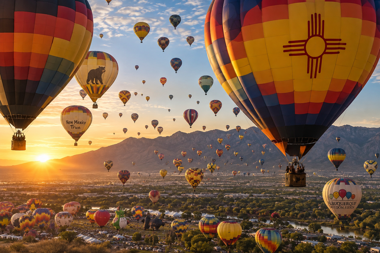 The Albuquerque International Balloon Fiesta: Dawn Mass Ascension, Evening Glows, and New Mexico's Fiery Autumn Green Chile Feasts