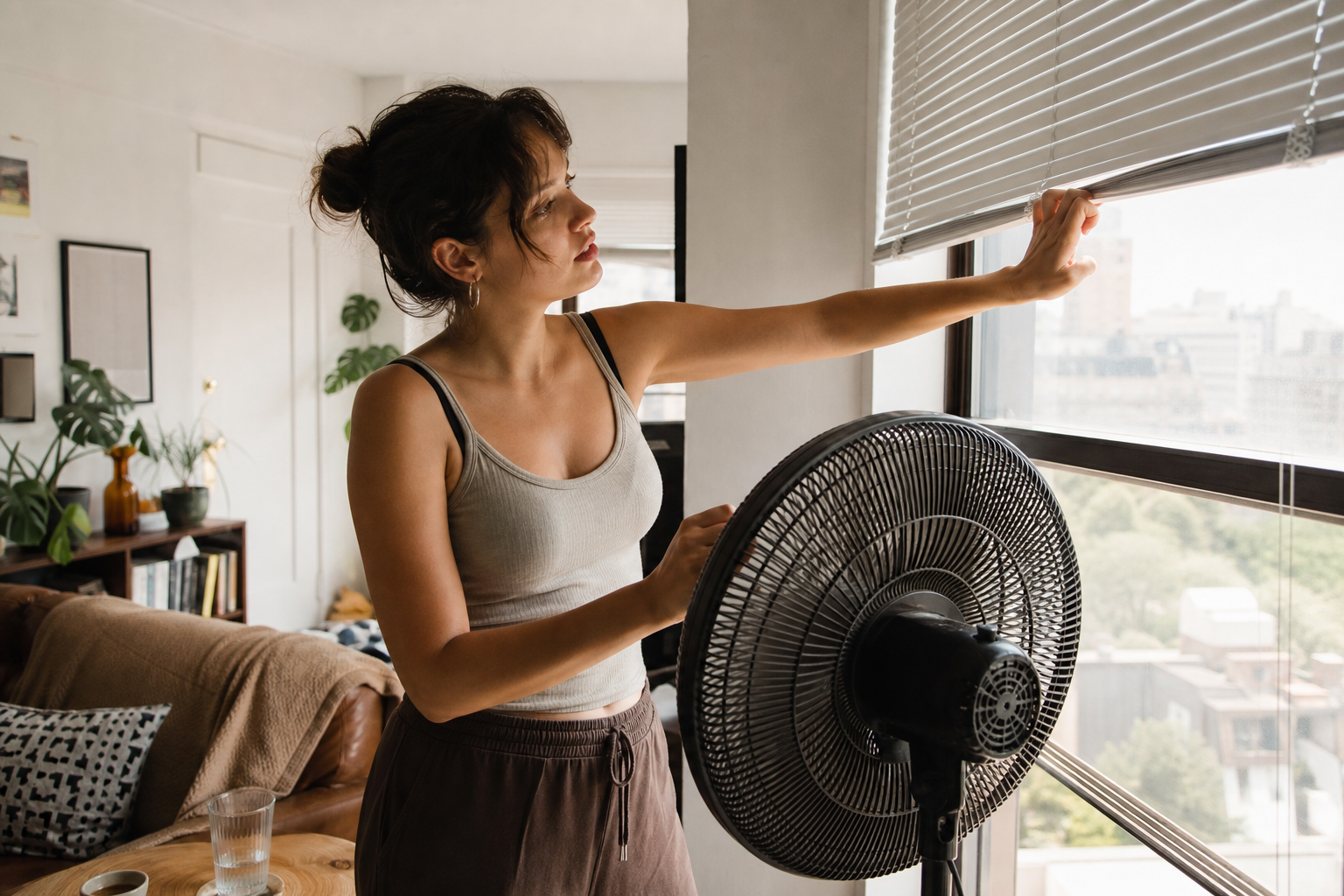 Người thuê nhà đóng rèm và dùng quạt để giảm chi phí điều hòa