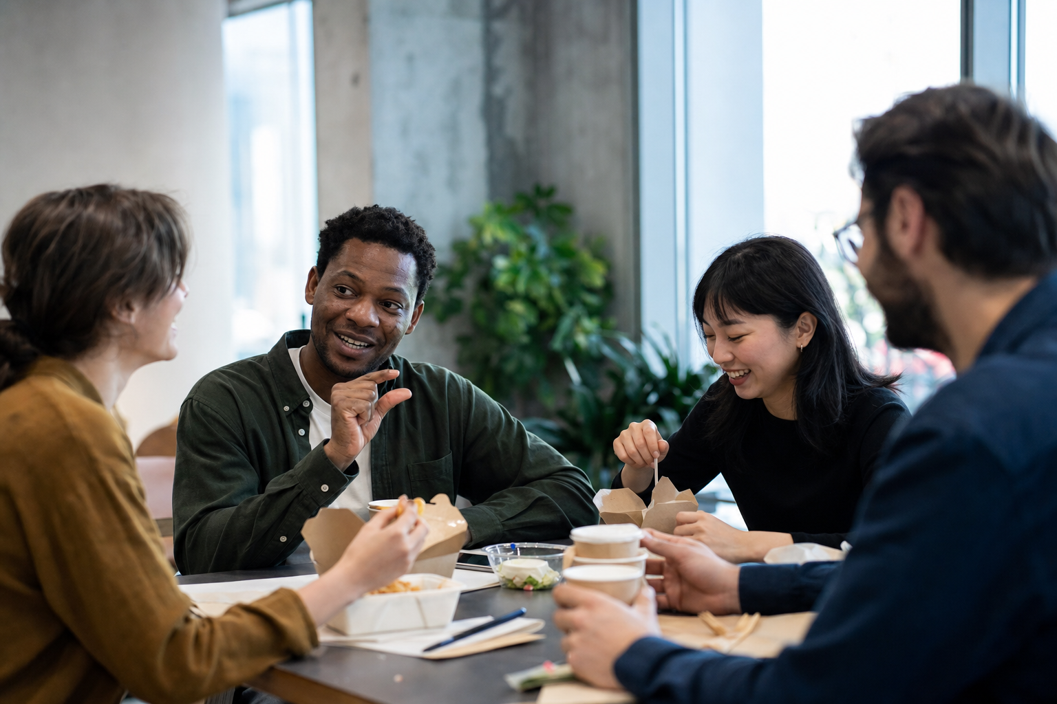 Coworkers create a cheaper shared lunch without turning it into a formal company event