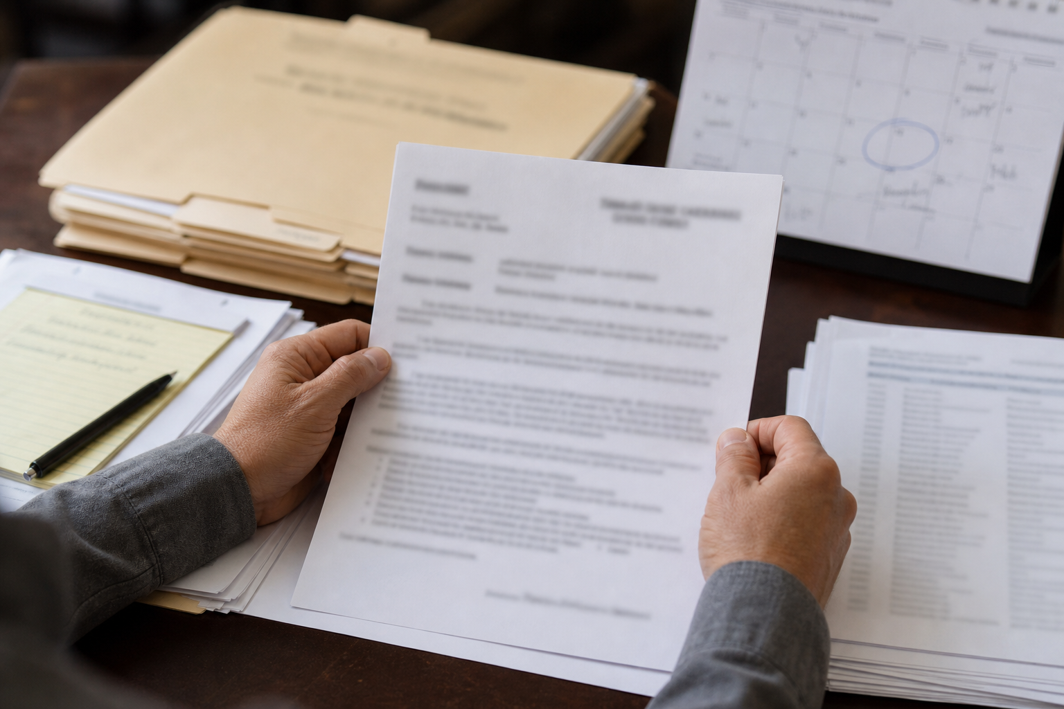 Summons, complaint, court docket và deadline phải được đặt cạnh nhau trước khi chuẩn bị Answer