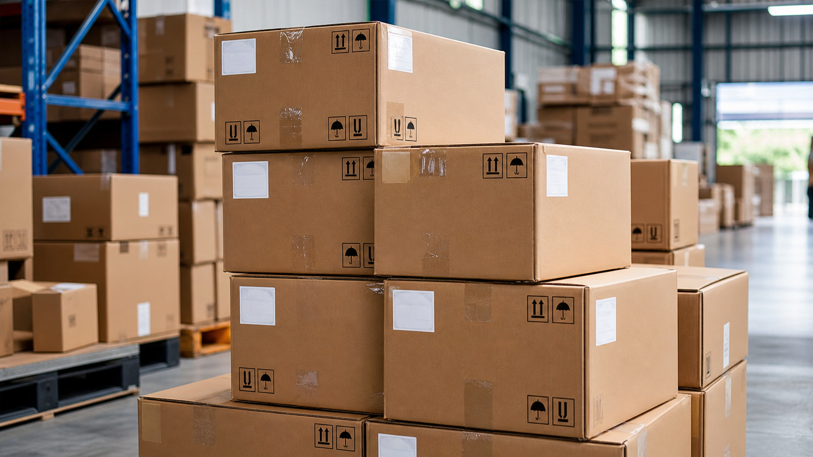 Các thùng hàng chuẩn bị gửi vào kho Amazon FBA