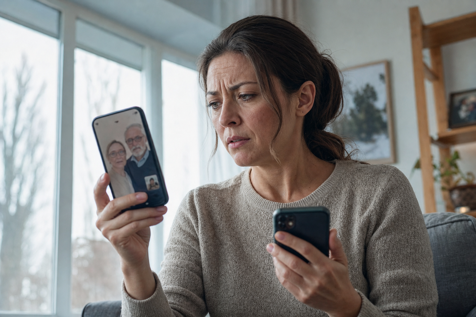 An unexpected family video call is verified through a separate known phone number