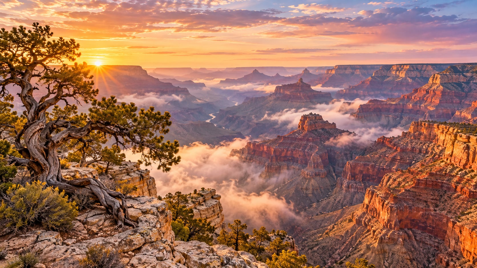 Grand Canyon South Rim Sunrise Landscape