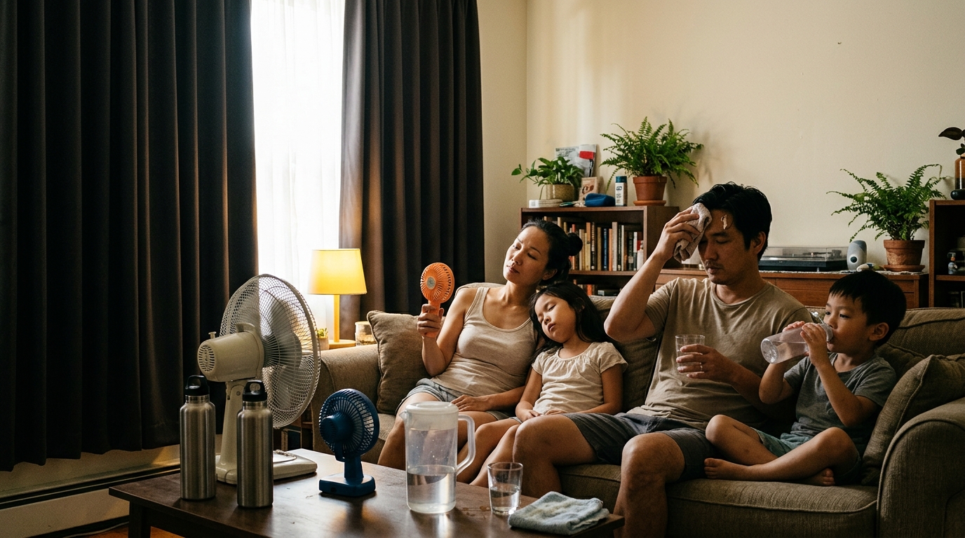 Gia đình giữ mát trong nhà khi mất điện mùa nóng