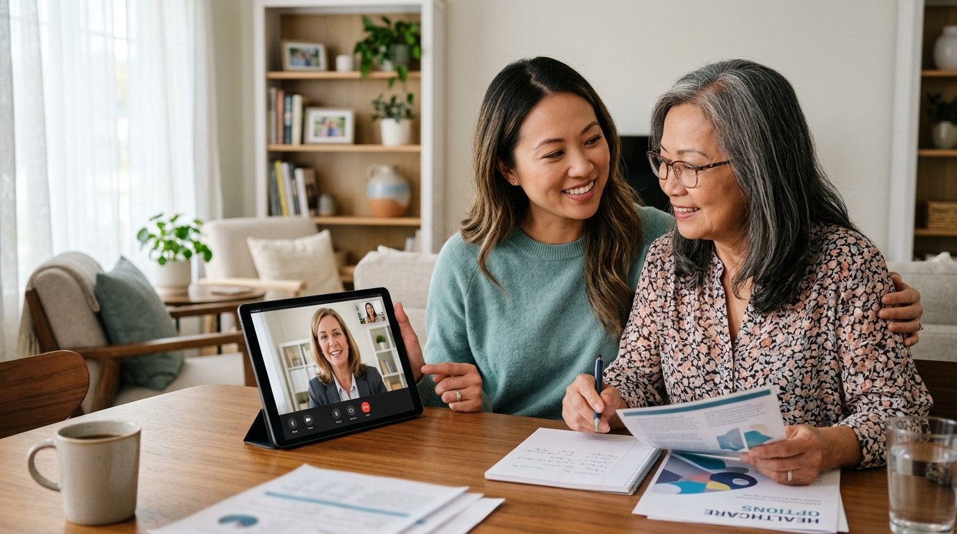 Con cái giúp ba mẹ so sánh lựa chọn Medicare tại nhà