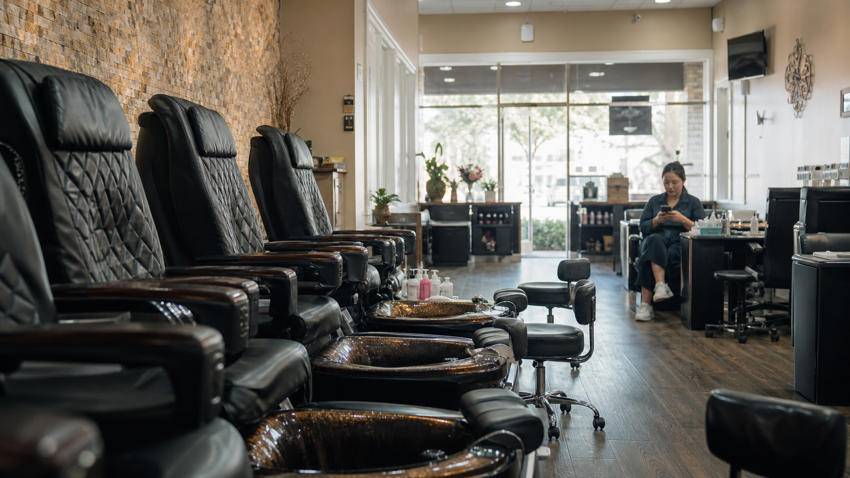 Khung cảnh tiệm nail vắng tanh, thợ ngồi chờ turn mỏi mòn