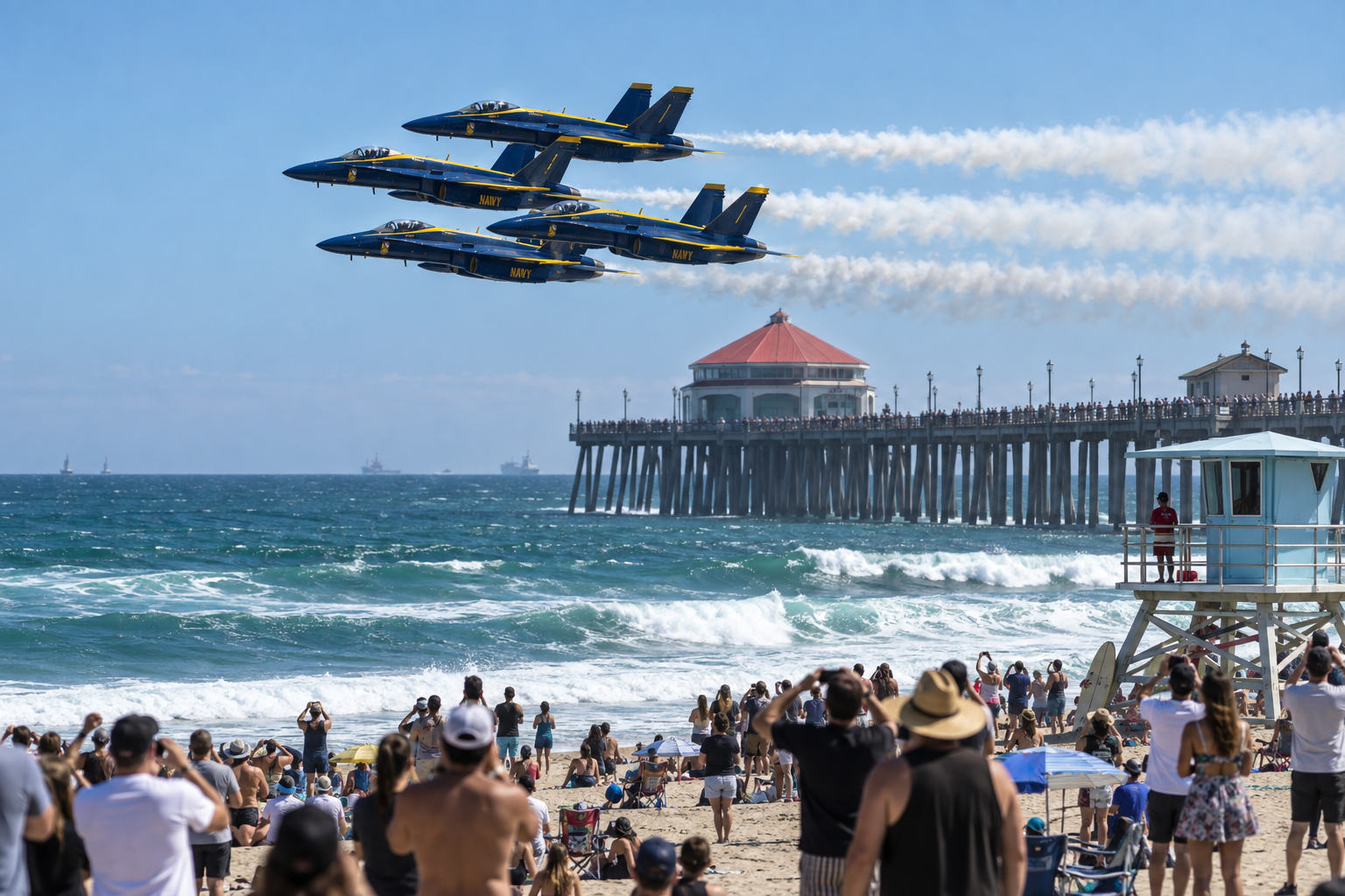 Kinh nghiệm đi xem Pacific Airshow 2026 ở Huntington Beach: Điểm xem miễn phí, gửi xe shuttle và bí quyết ghé Little Saigon ăn tối né kẹt xe