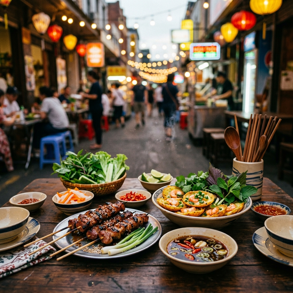 Đồ ăn vặt và món nướng ở night market Little Saigon