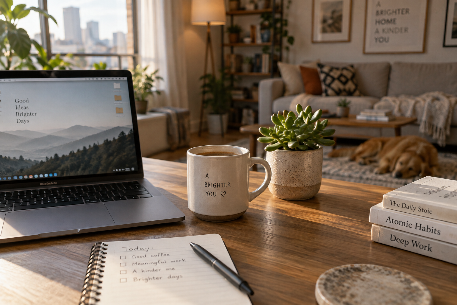 A top-down view of a signed apartment lease contract document, pen, calculator, and coffee on a wooden table