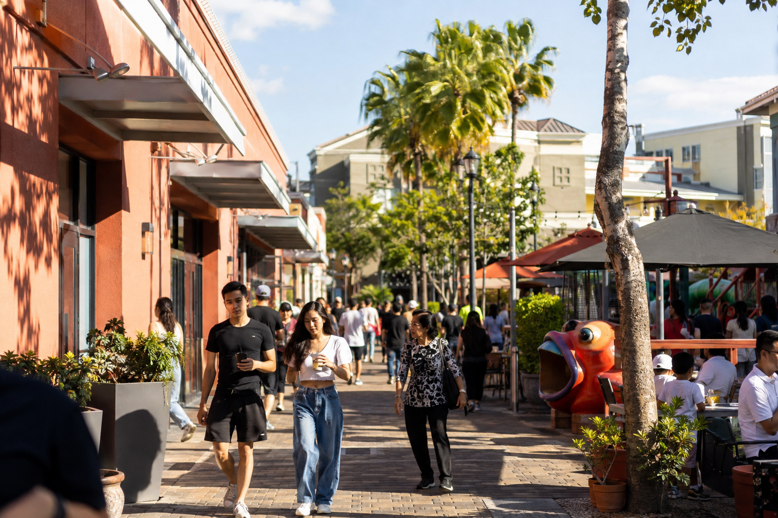 Khu mua sắm và ẩm thực Vietnam Town ngoài trời trên đường Story Road San Jose