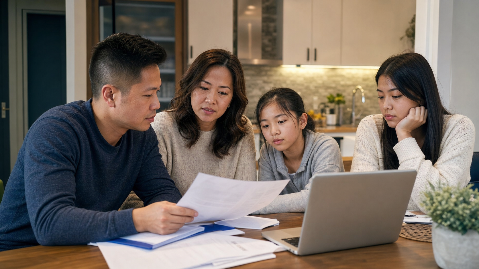 Gia đình người Việt ở Mỹ coi folder hồ sơ di trú