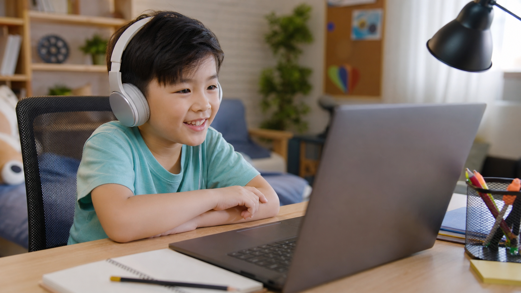 Trẻ em hào hứng học trực tuyến