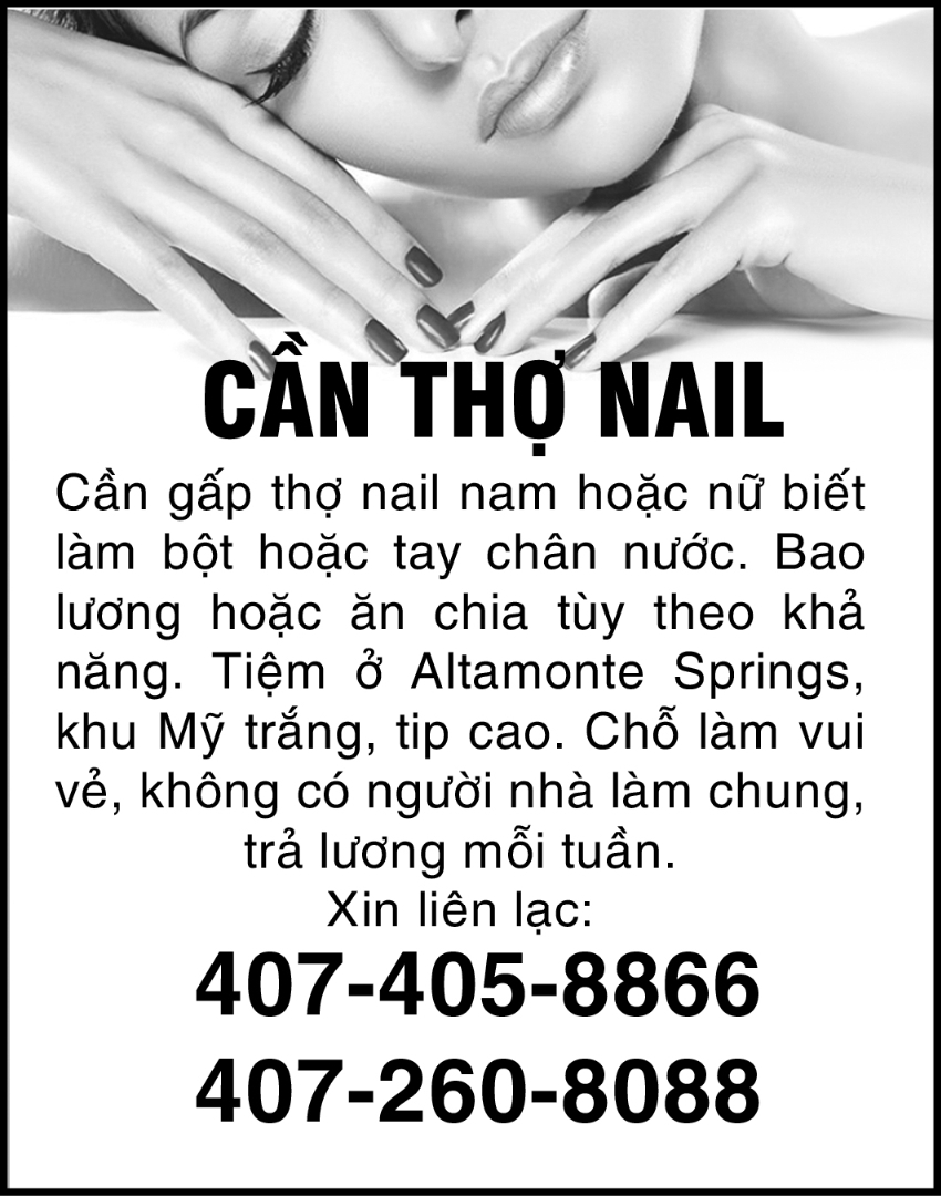 NEW!!! Cần thợ nail gấp - ORLANDO