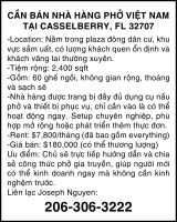 CẦN BÁN NHÀ HÀNG PHỞ VIỆT NAM TẠI CASSELBERRY, FL 32707
