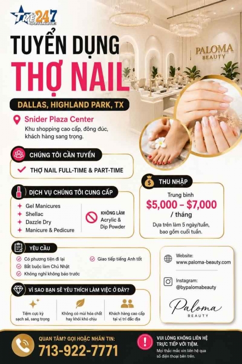 Cần Thợ Nails Ở Center, Texas