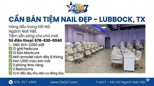 Sang Tiệm Nail Khu Lubbock, Texas – Rent $3,437/tháng