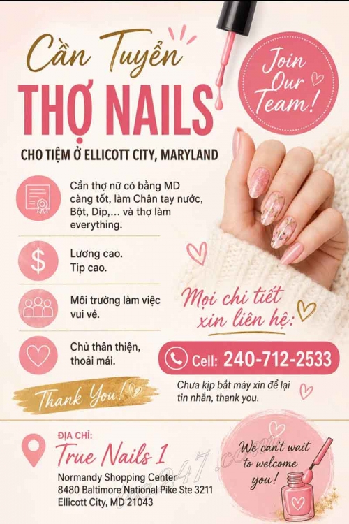 Cần Thợ Nail Tại Lutherville, Maryland – Thợ bột, Tay chân nước, Dip