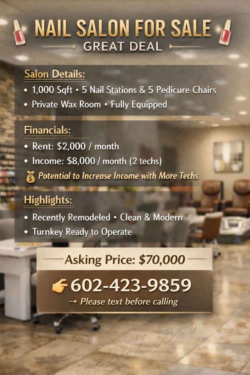 Cần Sang Tiệm Nail Giá Tốt Phoenix AZ