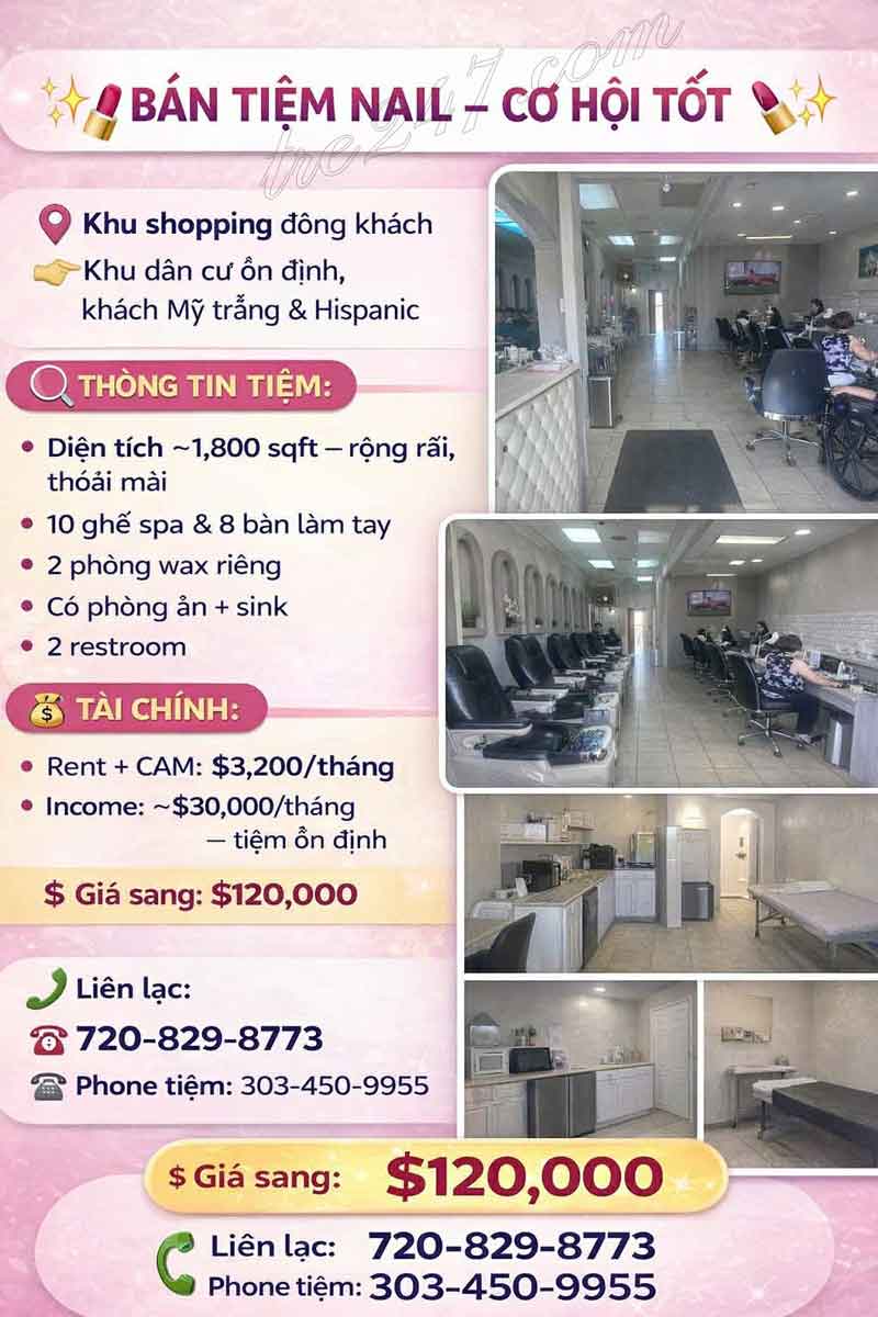 Cần Bán Tiệm Nail – Cơ Hội Đầu Tư Tốt Washington Stnorthglenn CO