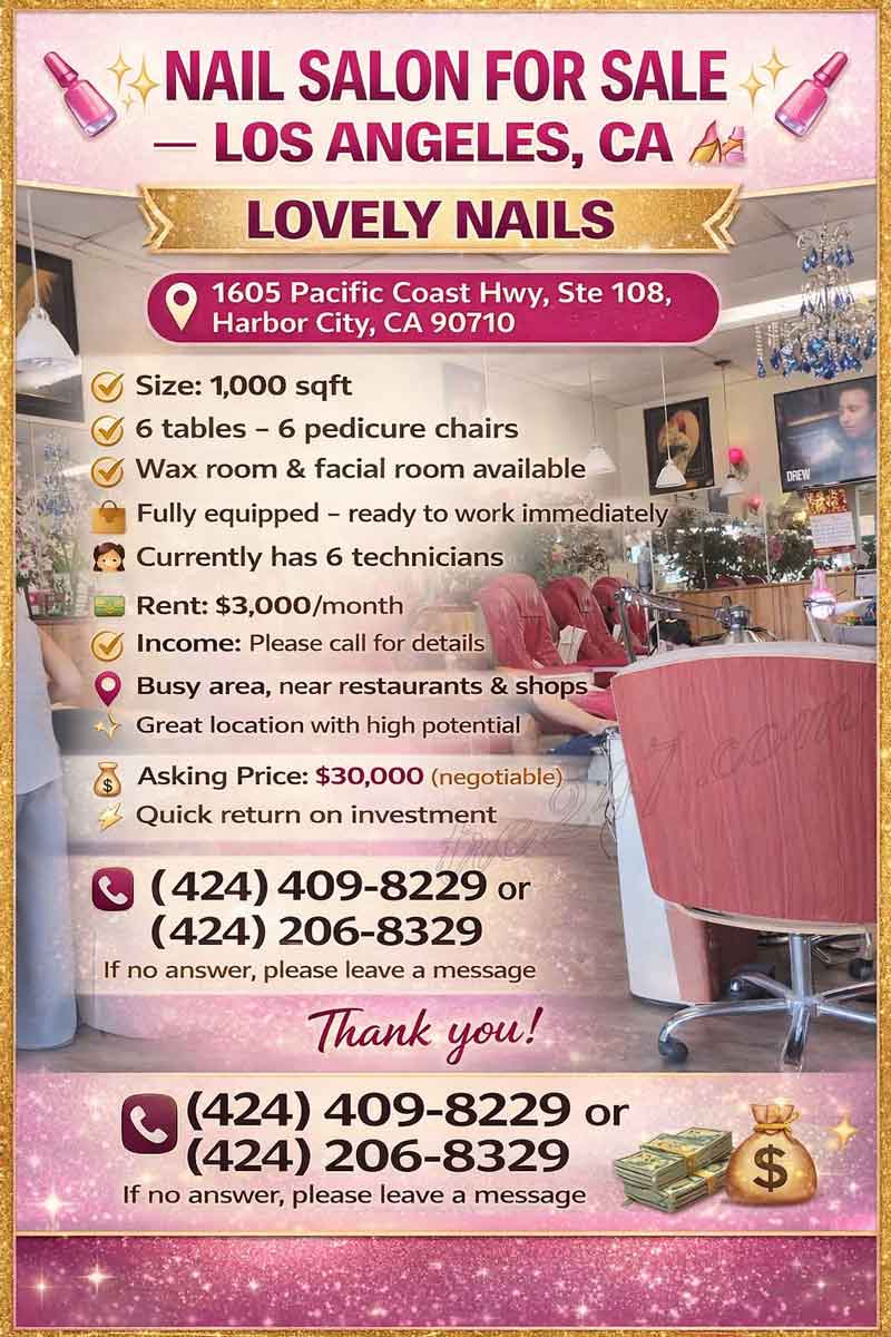 Cần Sang Tiệm Nail Tại Los Angeles, CA