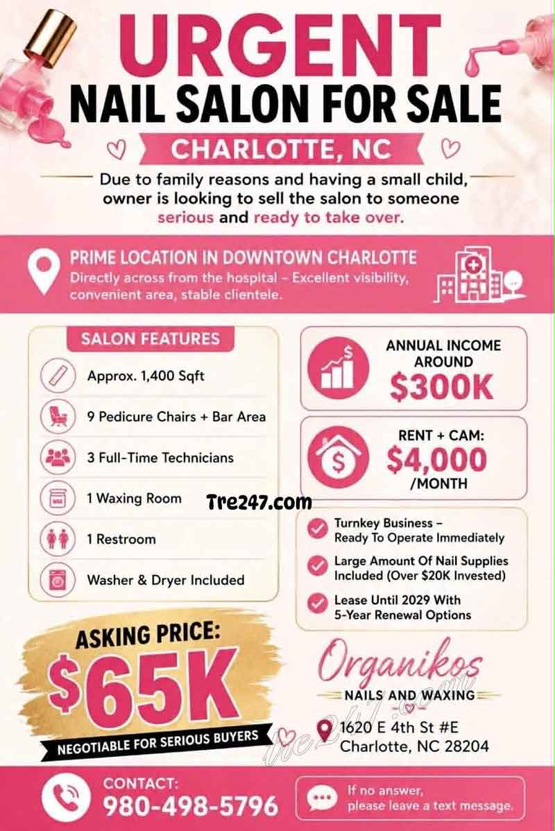 Sang Tiệm Nails Charlotte, North Carolina - Income Tốt