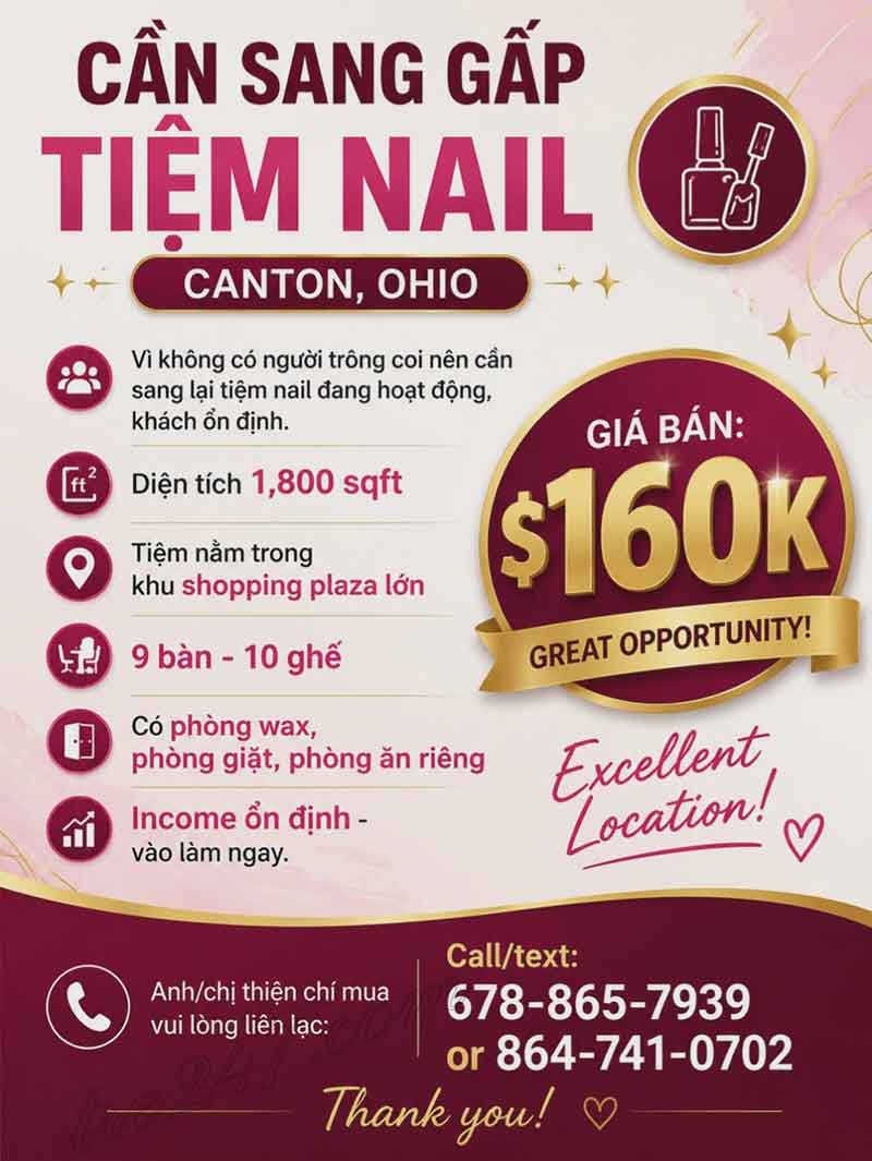 Sang Tiệm Nails Canton, Ohio - Income Tốt