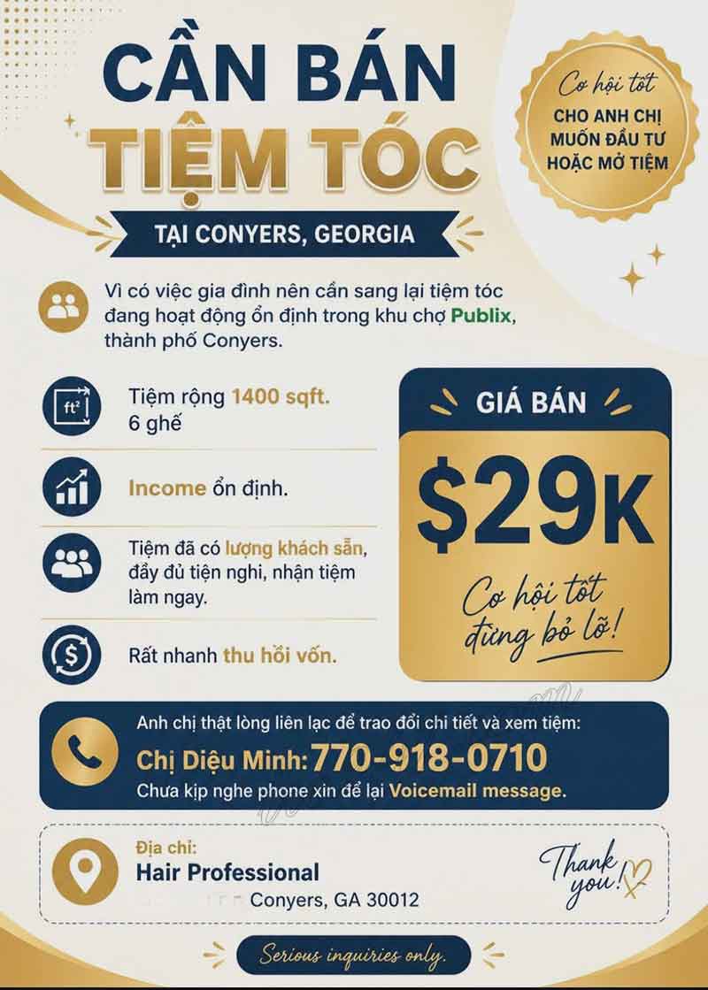 Sang Tiệm Tóc Ở Conyers, Georgia - Income Tốt