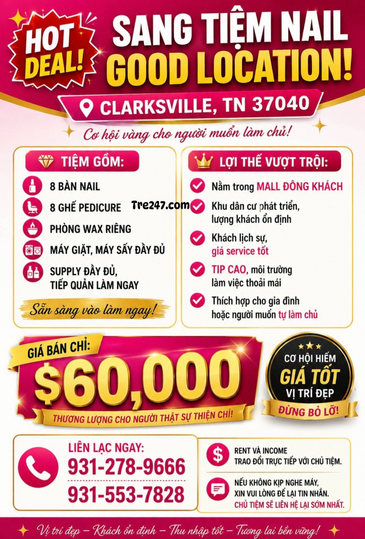 Sang Tiệm Nails Clarksville, Tennessee - Income Tốt