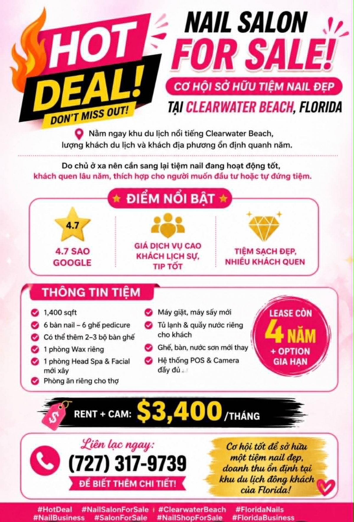 Sang Tiệm Nails Beach, Florida - Income Tốt