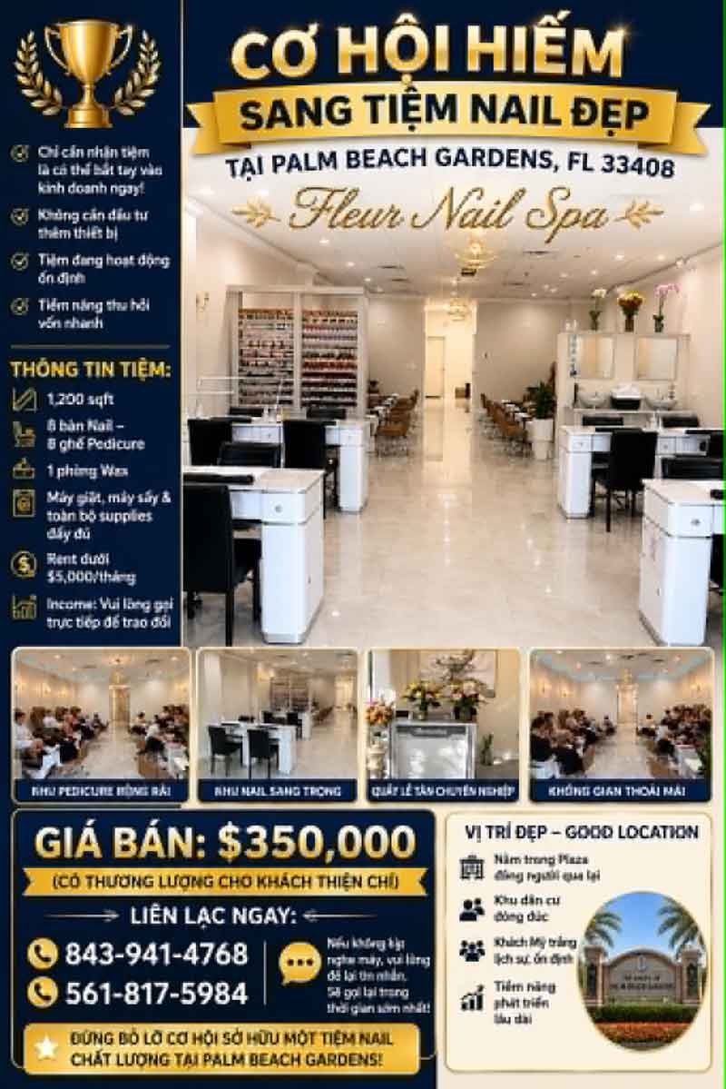 Sang Tiệm Nails Palm Beach Gardens, Florida - Income Tốt