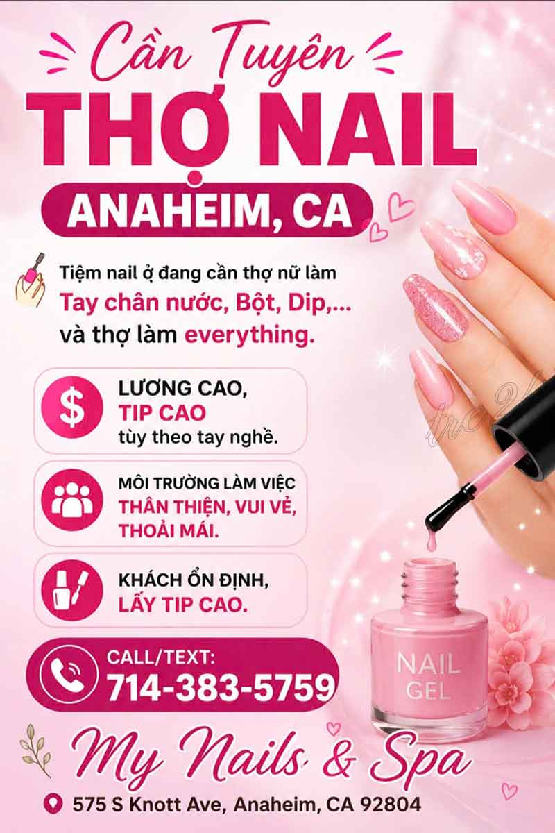 Cần Thợ Nails Tại Anaheim, California - Bột, Tay chân nước, Dip,