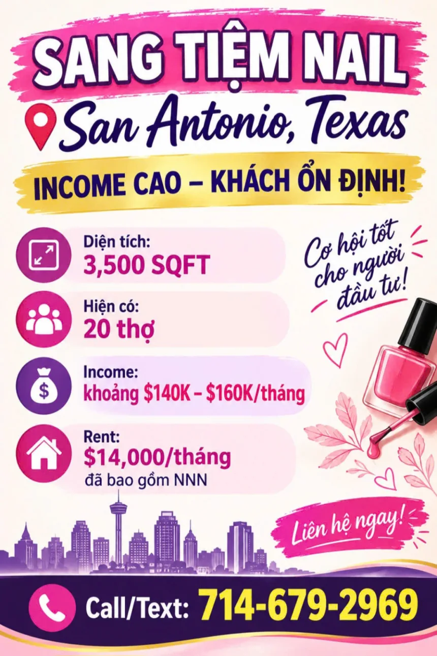 Sang Tiệm Nails Tại San Antonio, Texas - Income Tốt